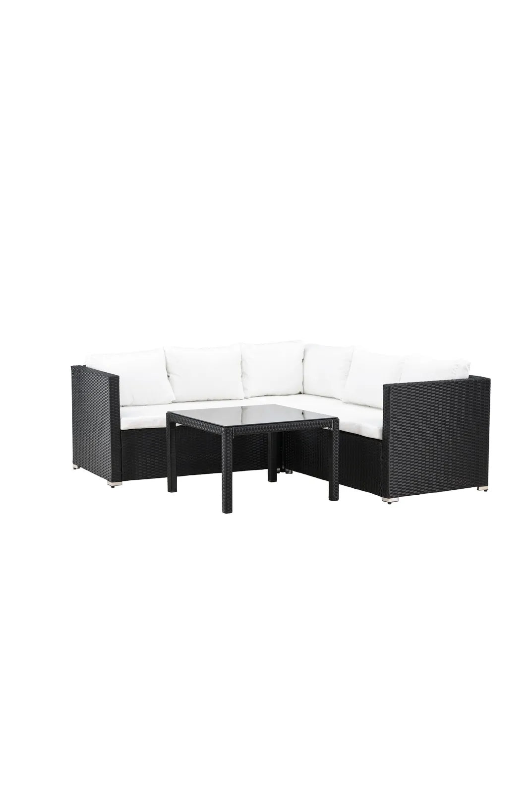 Outdoor Set Kuba aus schwarzem Geflecht mit weißen Kissen von Venture Home – Bild 3
