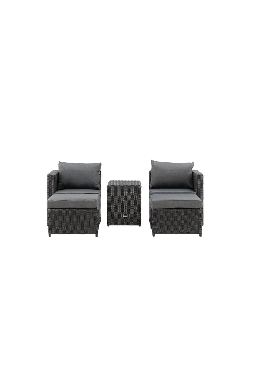 Outdoor Set Quad aus schwarzem Geflecht mit Polstern von Venture Home – Bild 1