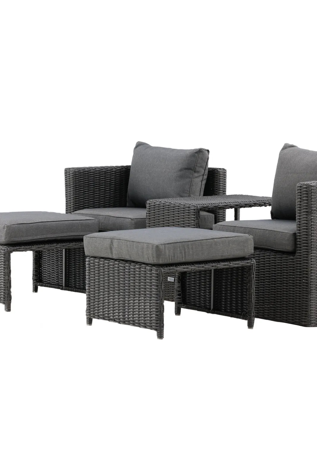 Outdoor Set Quad aus schwarzem Geflecht mit Polstern von Venture Home – Bild 13