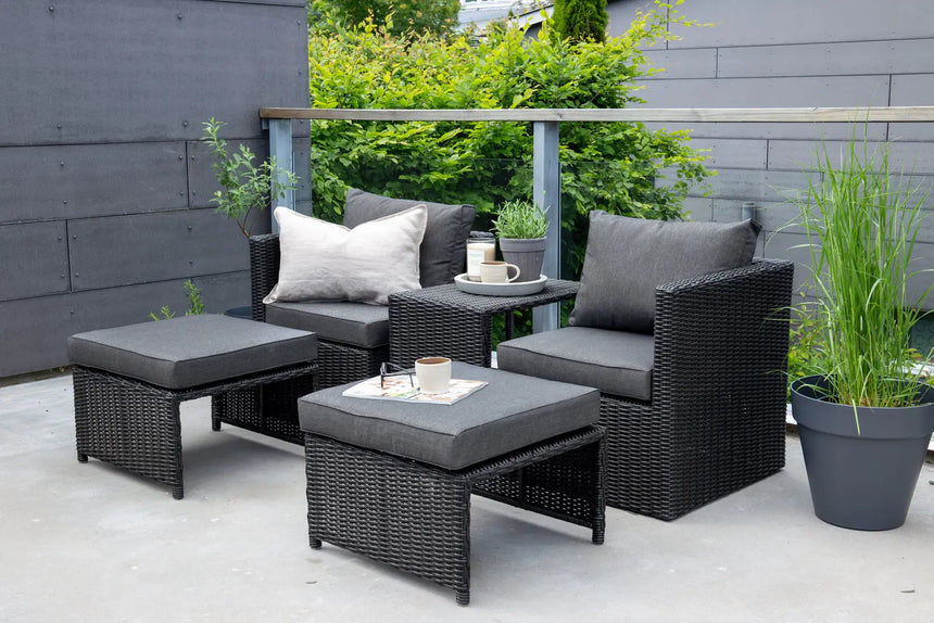 Outdoor Set Quad aus schwarzem Geflecht mit Polstern von Venture Home – Bild 28