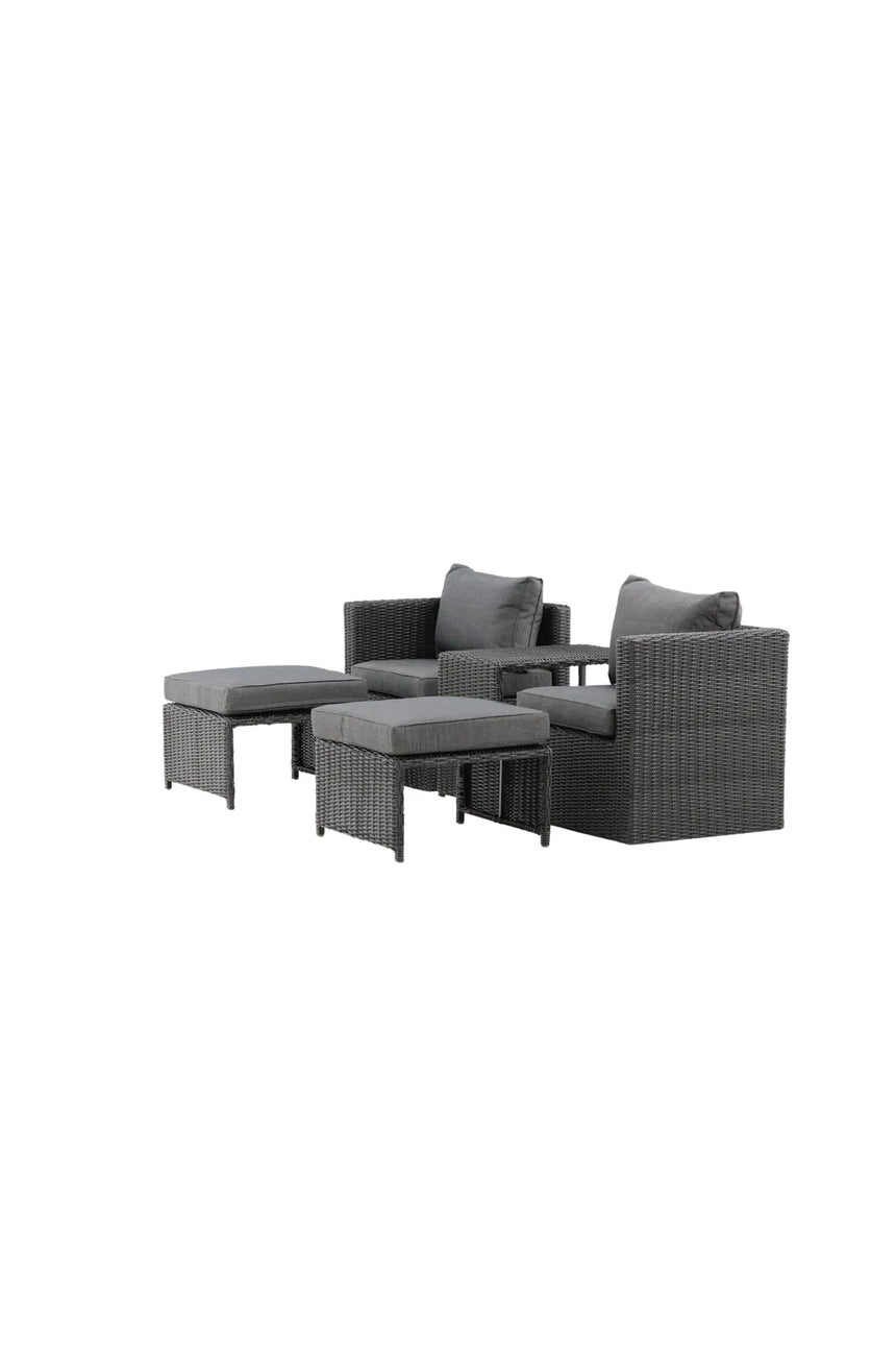Outdoor Set Quad aus schwarzem Geflecht mit Polstern von Venture Home – Bild 3