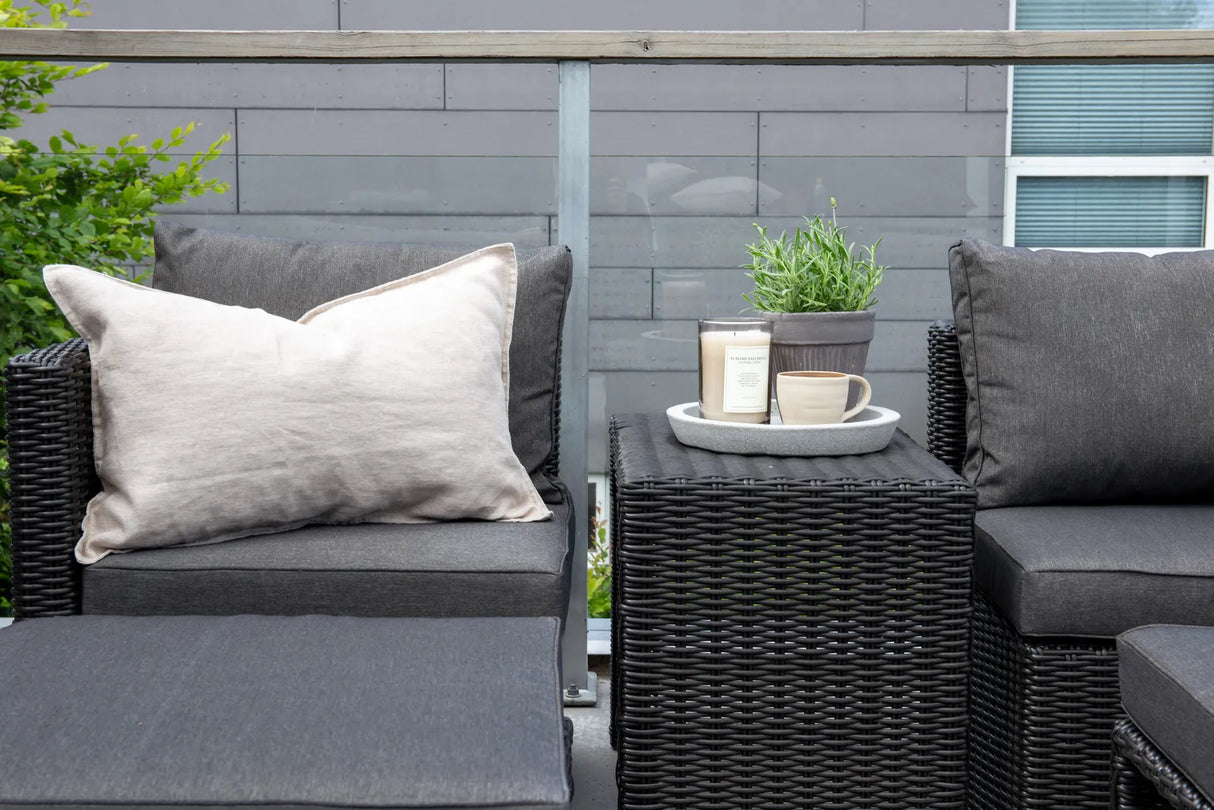 Outdoor Set Quad aus schwarzem Geflecht mit Polstern von Venture Home – Bild 30