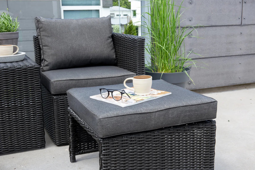 Outdoor Set Quad aus schwarzem Geflecht mit Polstern von Venture Home – Bild 31