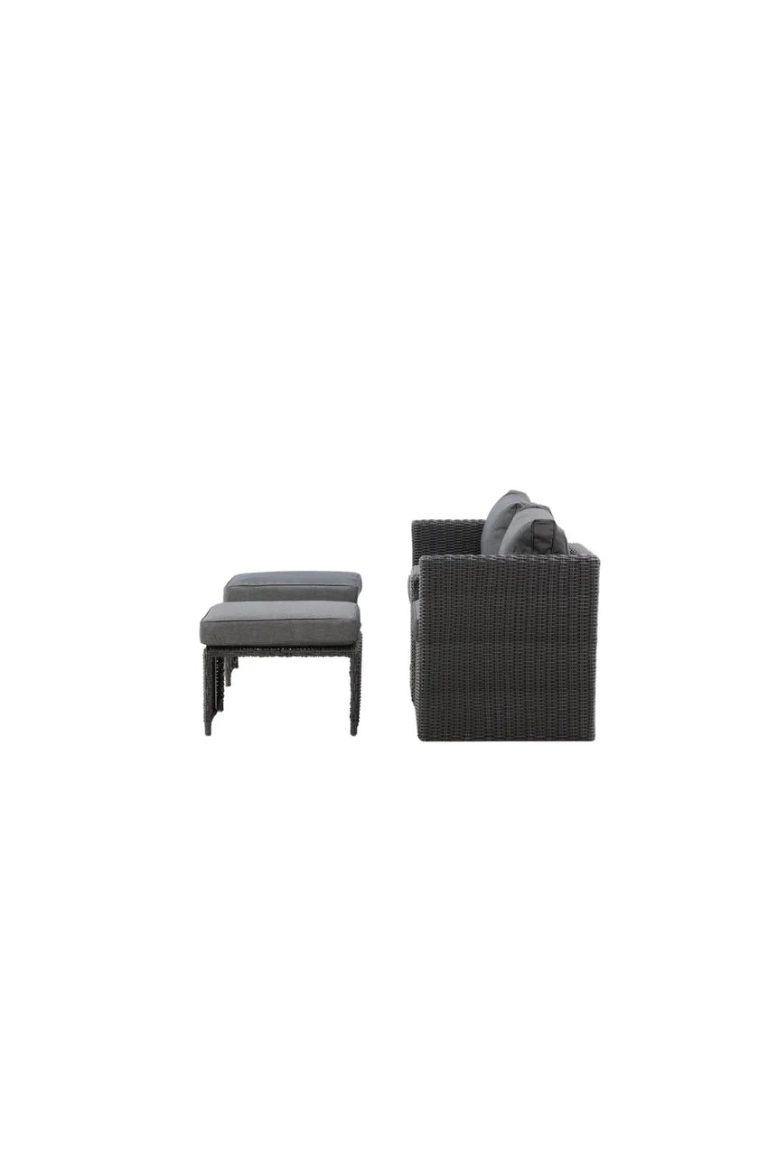 Outdoor Set Quad aus schwarzem Geflecht mit Polstern von Venture Home – Bild 4