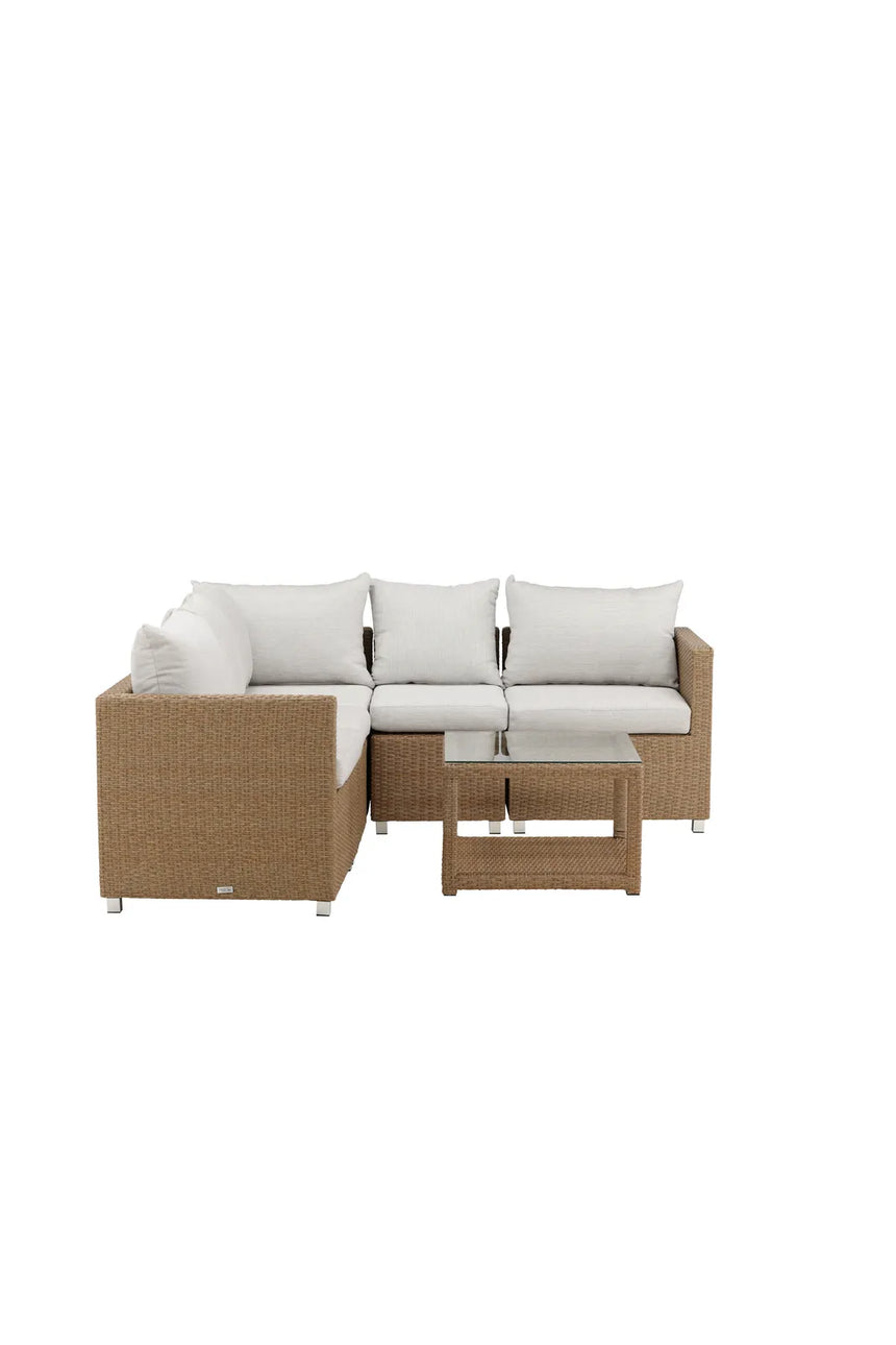 Outdoor Set Vamos aus Kunststoffgeflecht mit Kissen in Nature/Sand von Venture Home – Bild 1