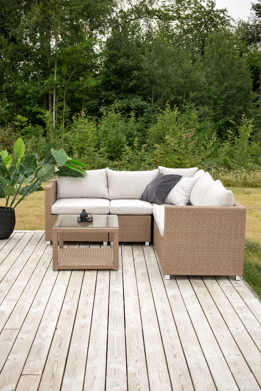 Outdoor Set Vamos aus Kunststoffgeflecht mit Kissen in Nature/Sand von Venture Home – Bild 15