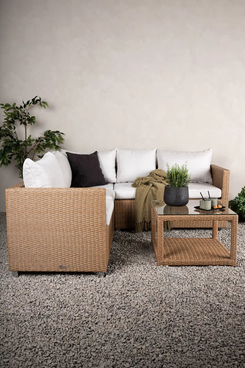 Outdoor Set Vamos aus Kunststoffgeflecht mit Kissen in Nature/Sand von Venture Home – Bild 16