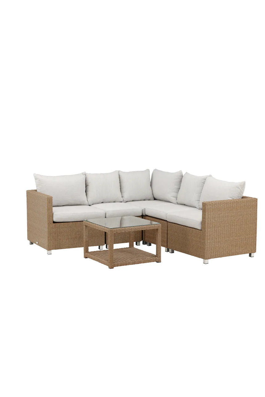 Outdoor Set Vamos aus Kunststoffgeflecht mit Kissen in Nature/Sand von Venture Home – Bild 3