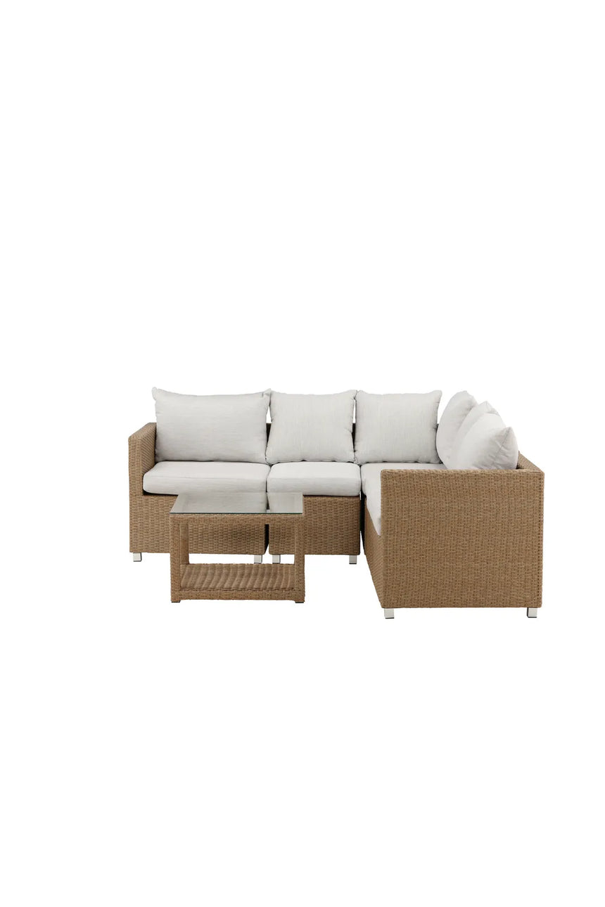 Outdoor Set Vamos aus Kunststoffgeflecht mit Kissen in Nature/Sand von Venture Home – Bild 4