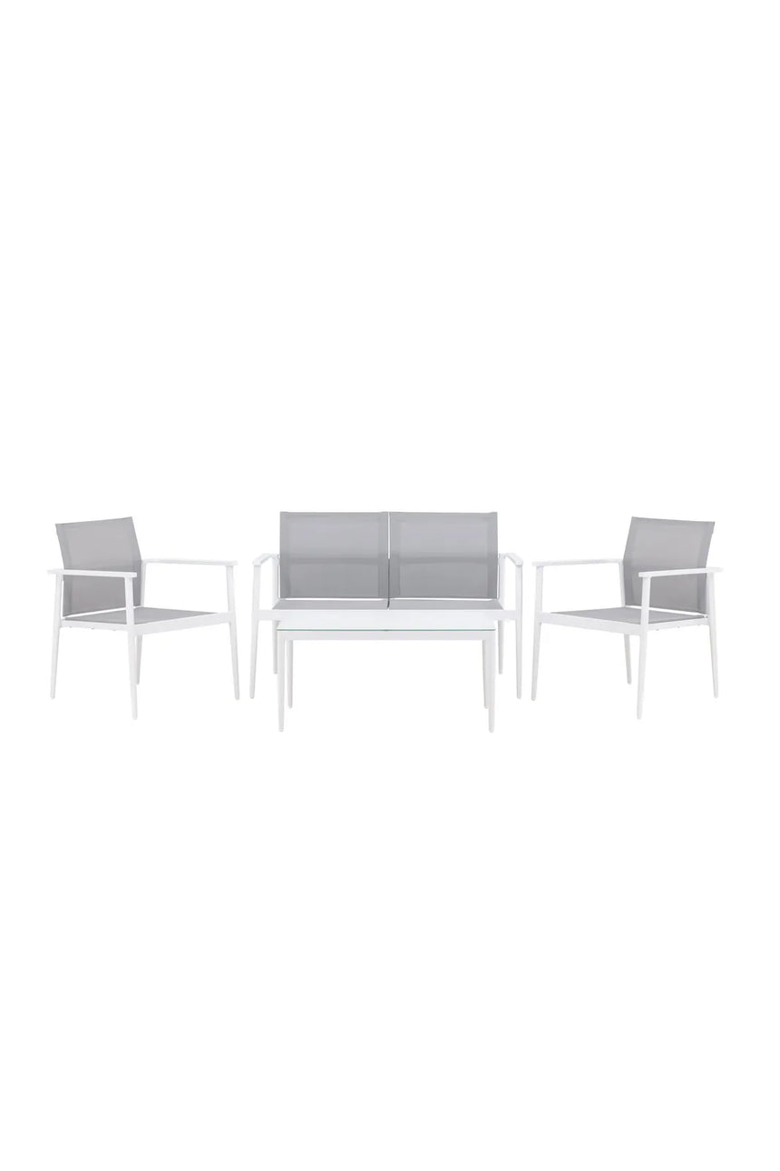 Outdoor Sitzgruppen-Set Break aus Aluminium und Textilene in Weiss und Grau von Venture Home – Bild 1
