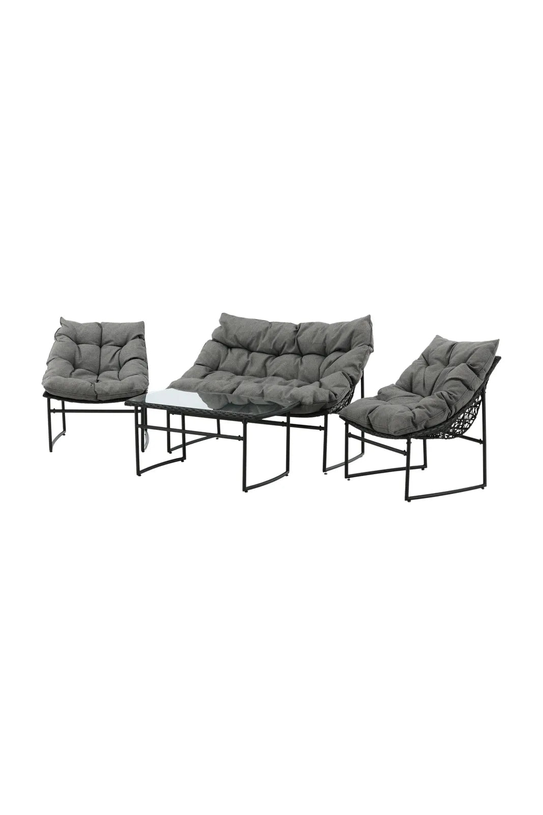 Outdoor Sofa-Set Tina aus Stahl mit Glas Tischplatte in Schwarz/Grau von Venture Home – Bild 2