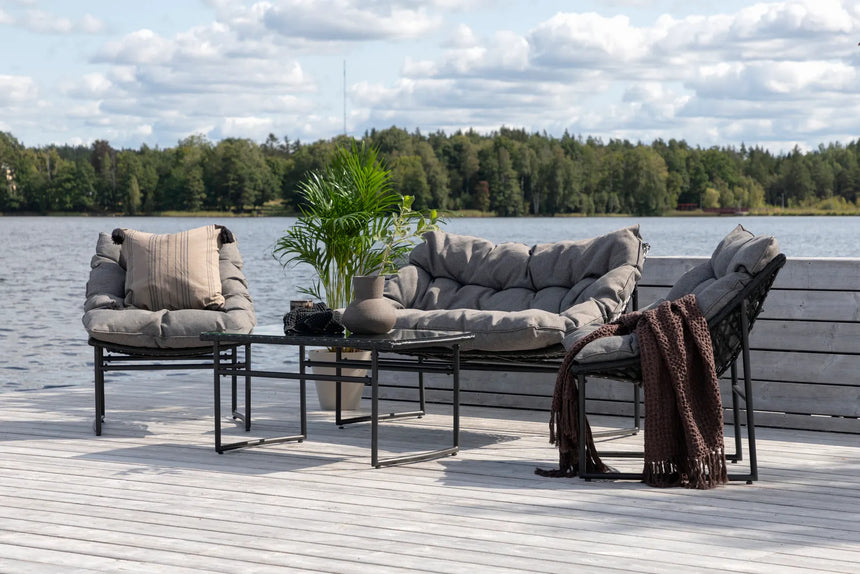 Outdoor Sofa-Set Tina aus Stahl mit Glas Tischplatte in Schwarz/Grau von Venture Home – Bild 27