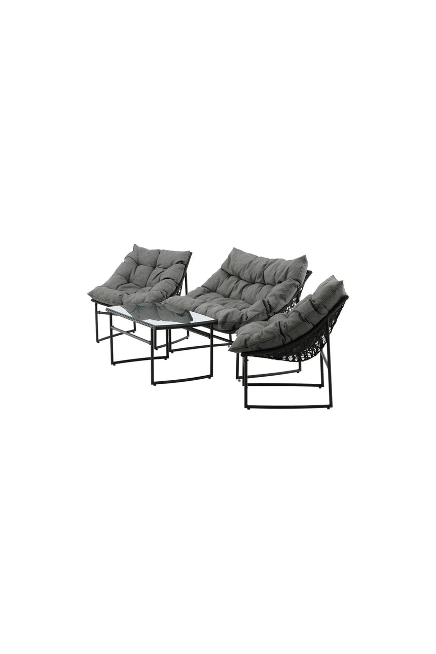 Outdoor Sofa-Set Tina aus Stahl mit Glas Tischplatte in Schwarz/Grau von Venture Home – Bild 3