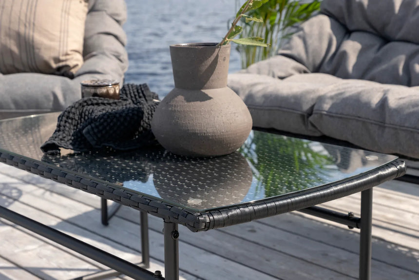 Outdoor Sofa-Set Tina aus Stahl mit Glas Tischplatte in Schwarz/Grau von Venture Home – Bild 30