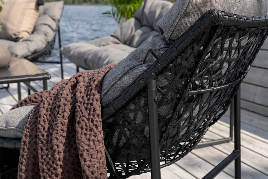 Outdoor Sofa-Set Tina aus Stahl mit Glas Tischplatte in Schwarz/Grau von Venture Home – Bild 31