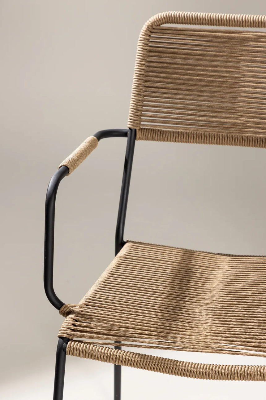 Outdoor Stuhl Lindos aus Polyesterseil und Stahl in Schwarz/Braun von Venture Home – Bild 16