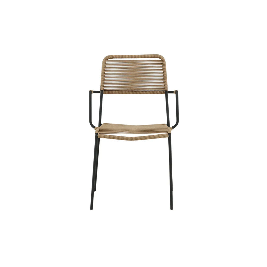 Outdoor Stuhl Lindos aus Polyesterseil und Stahl in Schwarz/Braun - ZEN ZONE Furniture