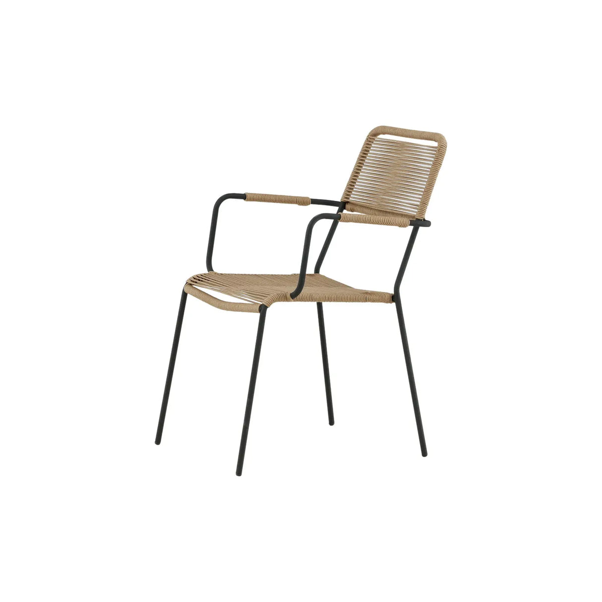Outdoor Stuhl Lindos aus Polyesterseil und Stahl in Schwarz/Braun - ZEN ZONE Furniture
