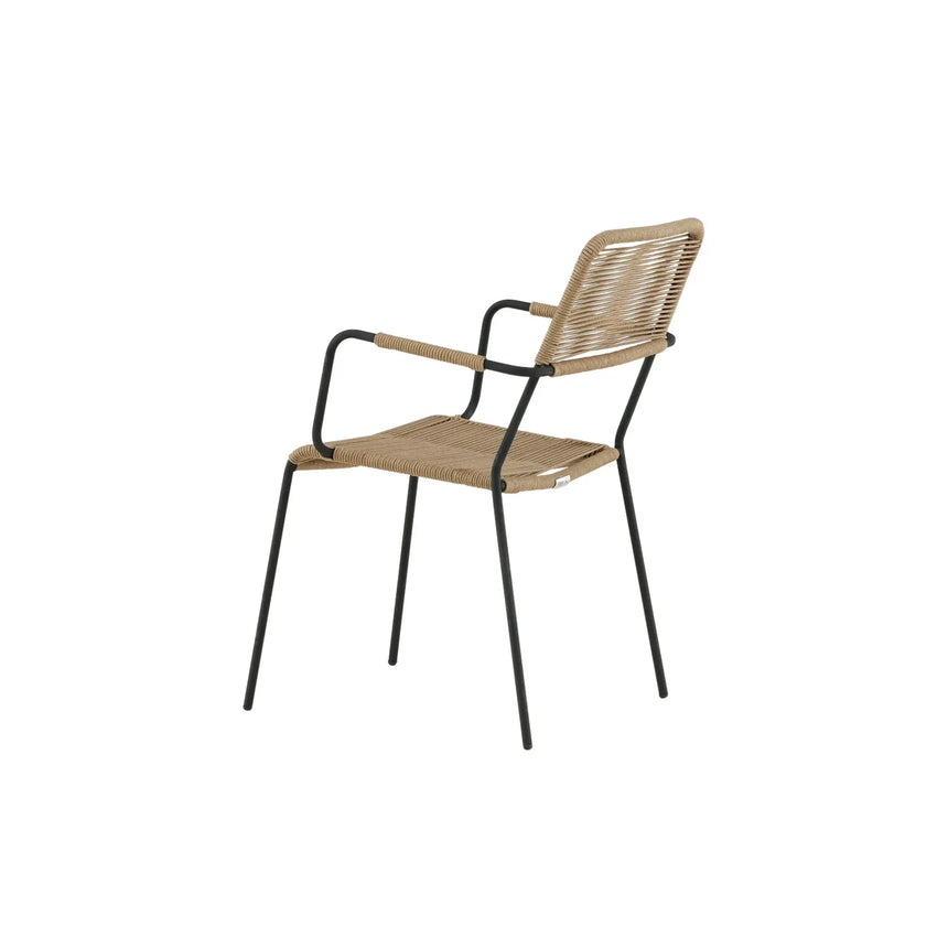 Outdoor Stuhl Lindos aus Polyesterseil und Stahl in Schwarz/Braun - ZEN ZONE Furniture