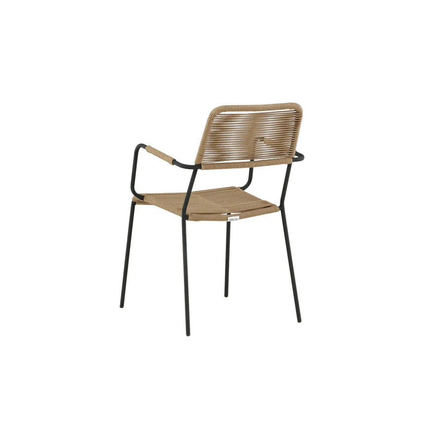 Outdoor Stuhl Lindos aus Polyesterseil und Stahl in Schwarz/Braun - ZEN ZONE Furniture