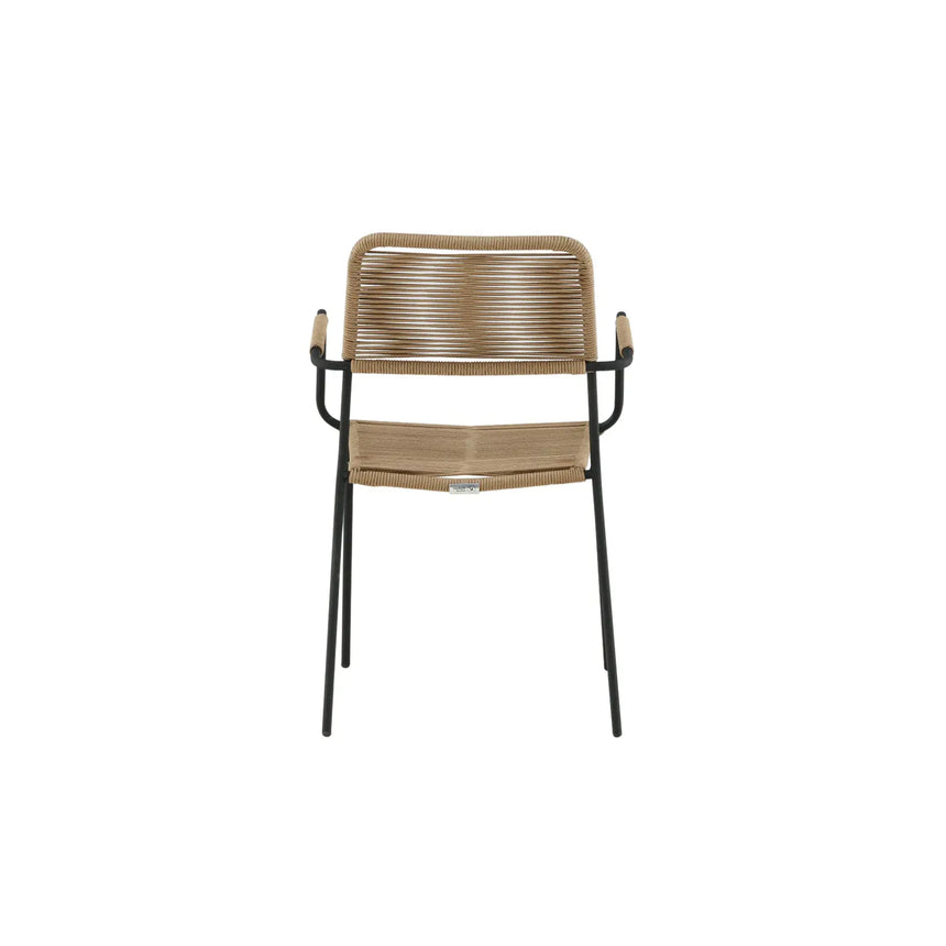 Outdoor Stuhl Lindos aus Polyesterseil und Stahl in Schwarz/Braun - ZEN ZONE Furniture