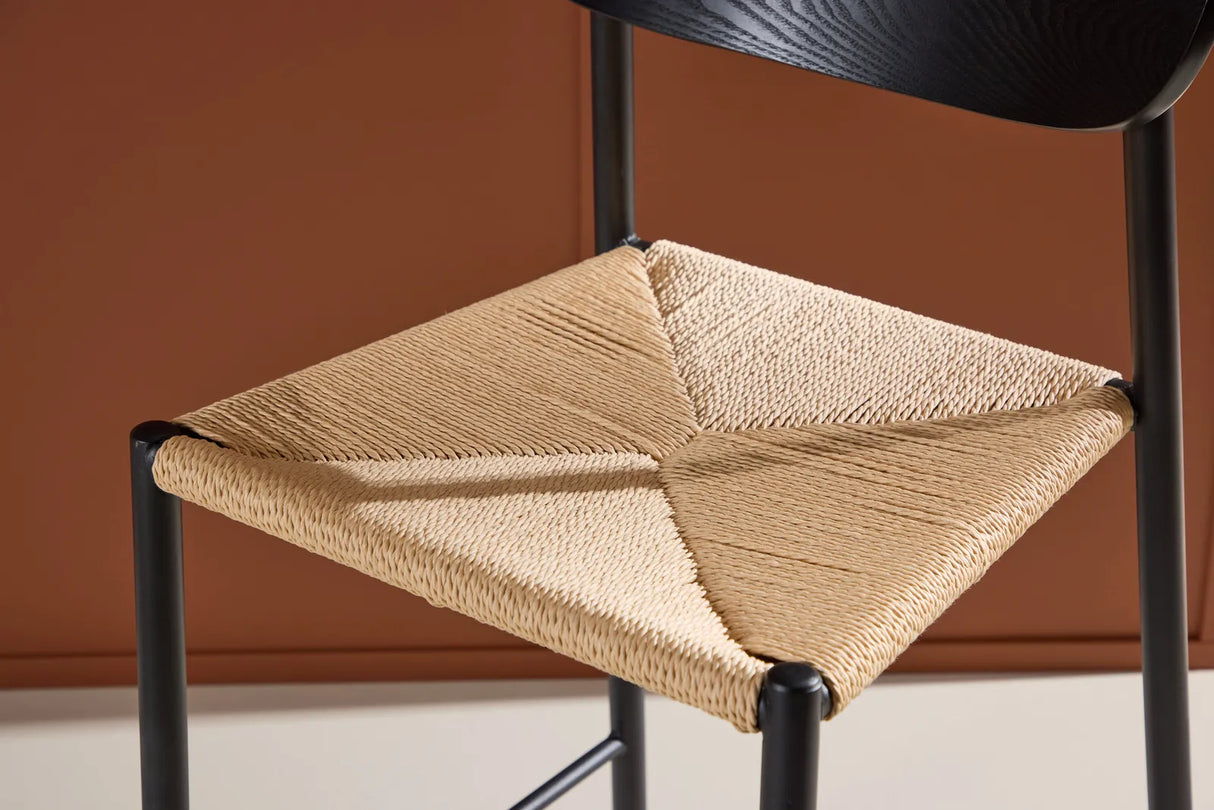 Polly Barstuhl mit Rückenlehne Schwarz / Natürliche Seil von Venture Home – Produktbild 3