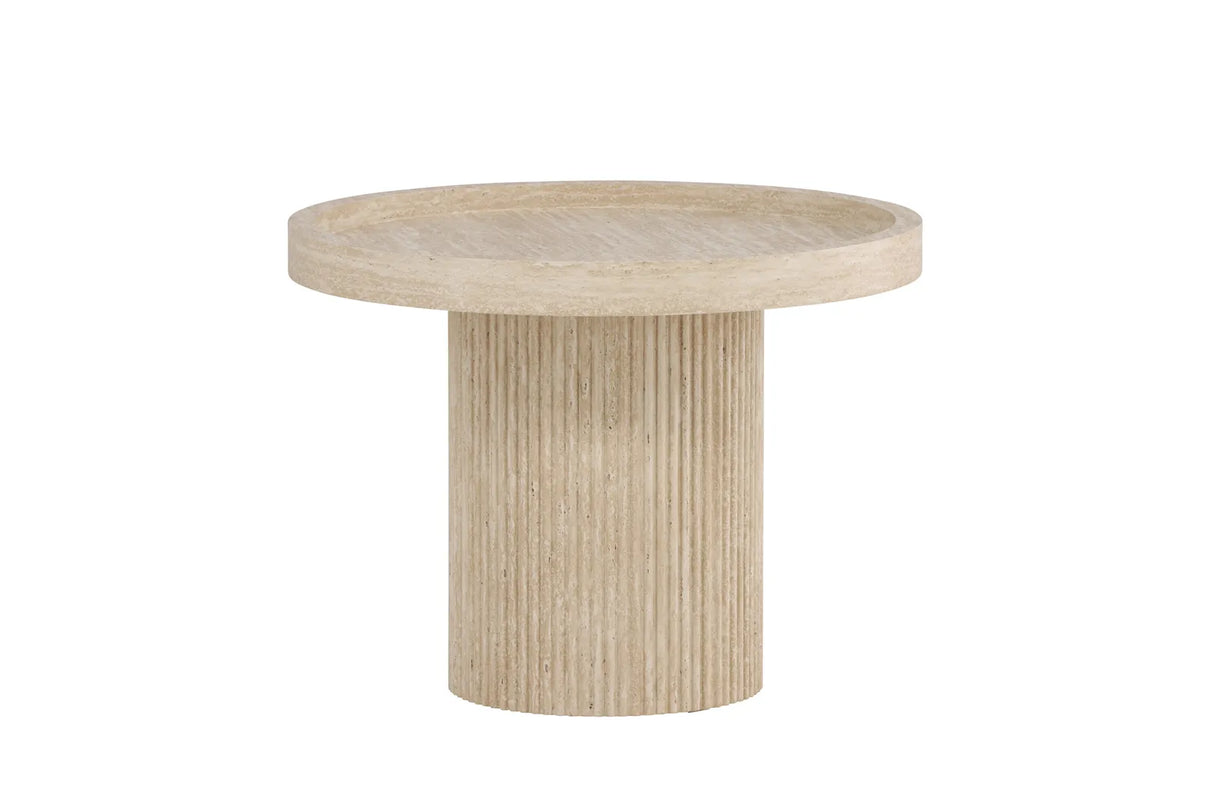 Runder Beistelltisch Krille mit beigem Travertinlook ⌀60 von Venture Home – Bild 19
