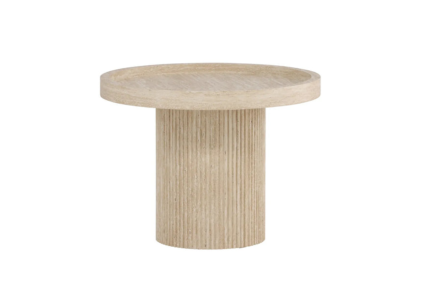 Runder Beistelltisch Krille mit beigem Travertinlook ⌀60 von Venture Home – Bild 19