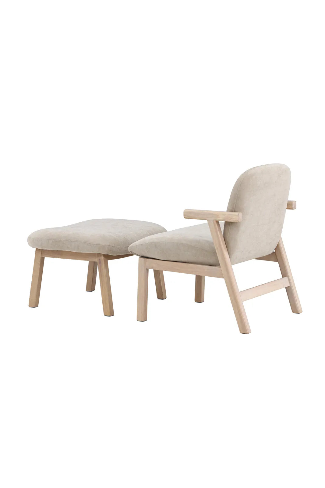 Sessel Rile aus Gummiholz mit Pouf in tünchenfarbenem Beige von Venture Home – Bild 5