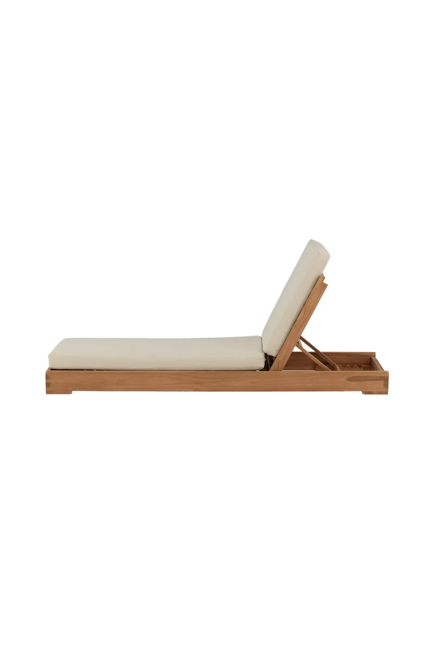Sonnenliege Sunbed aus Teak mit beigem Kissen, 200×70×14 cm von Venture Home – Bild 1