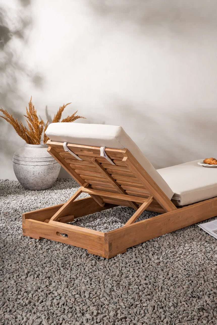 Sonnenliege Sunbed aus Teak mit beigem Kissen, 200×70×14 cm von Venture Home – Bild 18