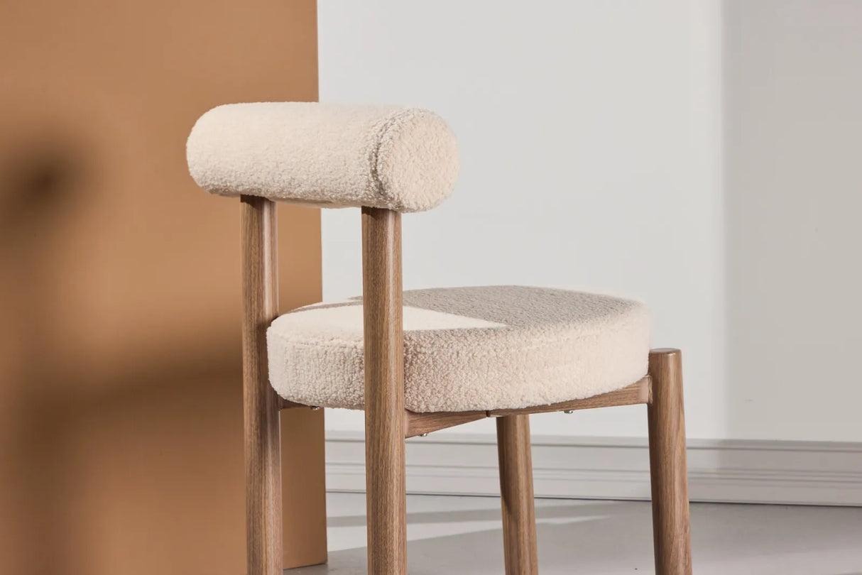 Tillo Esszimmerstuhl Stahl mit Holzoptik 3D Papier / Weiß Boucle von Venture Home – Produktbild 7