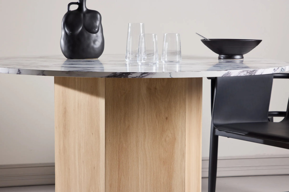 Tekla Runder Esstisch MDF mit Natur 3D Papier / Calacattalook 120x75 cm – Bild 3