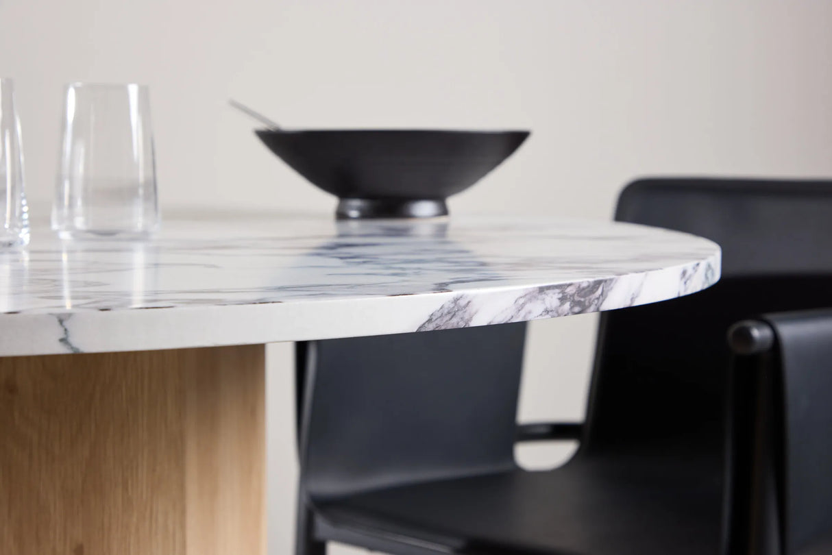 Tekla Runder Esstisch MDF mit Natur 3D Papier / Calacattalook 120x75 cm – Bild 4