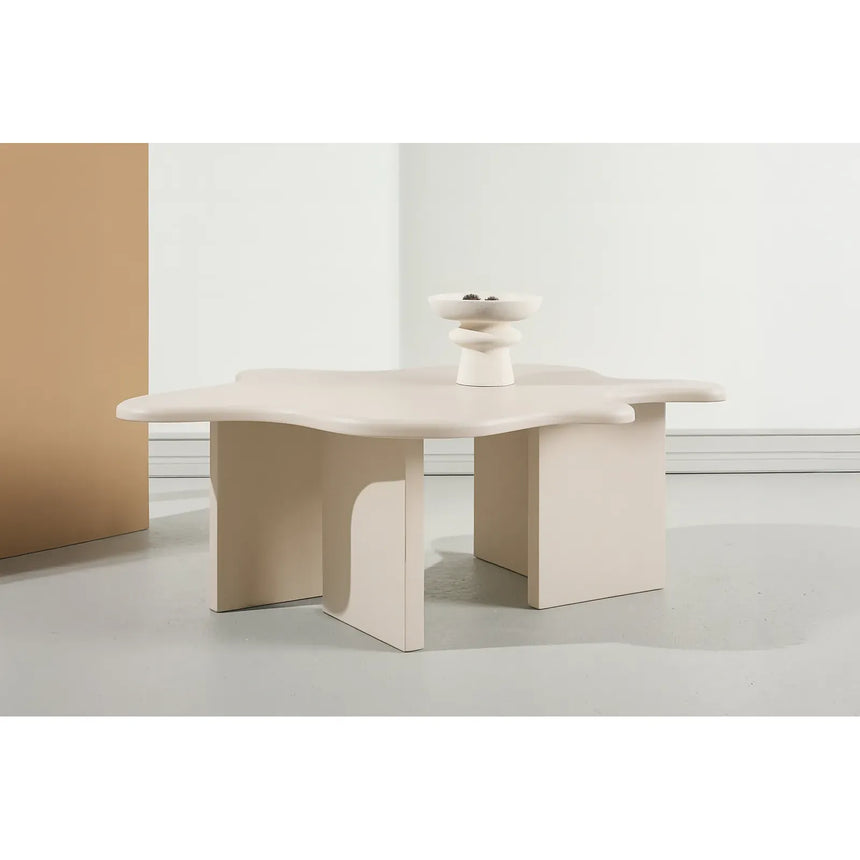 Flower Couchtisch 115x76x40 cm - MDF Beige Lack FSC 100% - ZEN ZONE Furniture