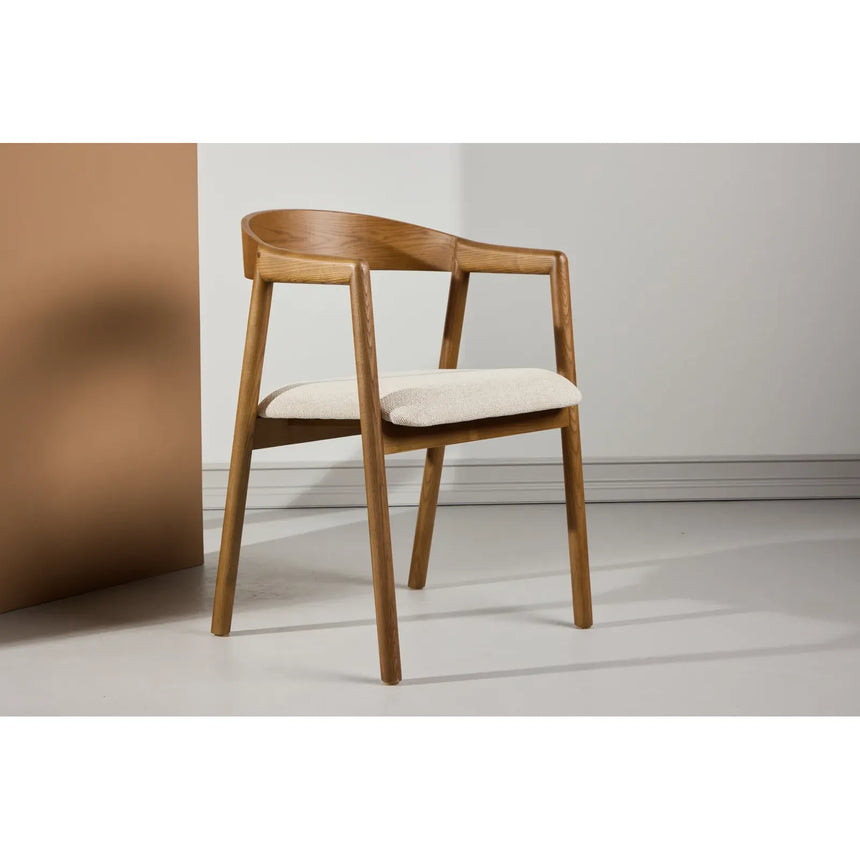 Långön Esszimmerstuhl 2er-Pack - Braun Esche / Beige Stoff - ZEN ZONE Furniture