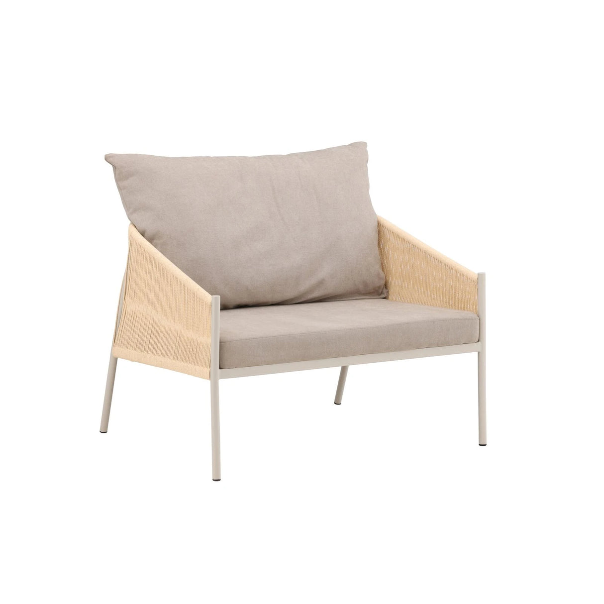 Louie Lounge Stuhl - Beige Stahlrahmen / Seil Beige Leinenstoff von Vind – Produktbild 1