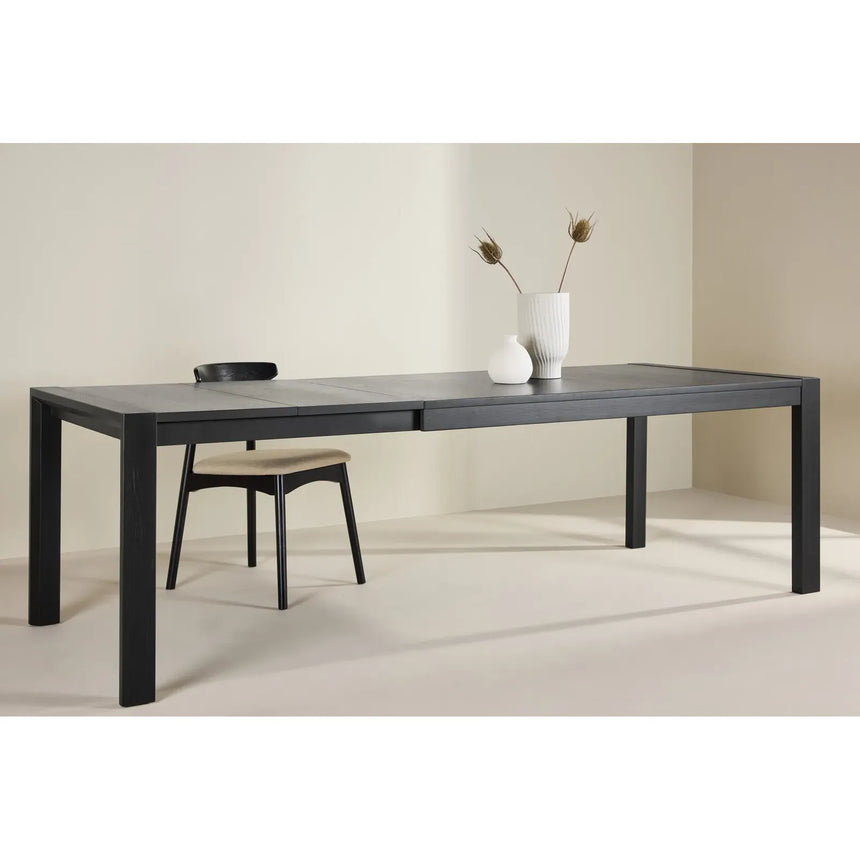 Slider Esstisch 250x95x75 cm - Schwarz / Massivholz Eichenfurnier - ZEN ZONE Furniture