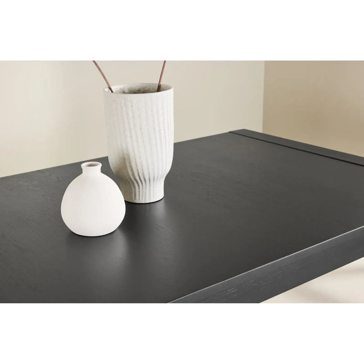 Slider Esstisch 250x95x75 cm - Schwarz / Massivholz Eichenfurnier - ZEN ZONE Furniture