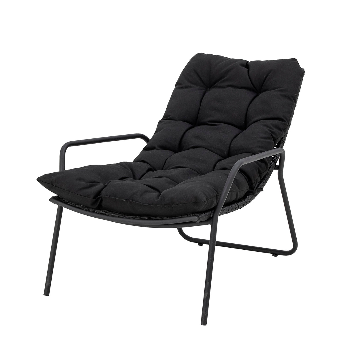 Boel Liegestuhl mit Hocker, Schwarz, Metall - ZEN ZONE Furniture