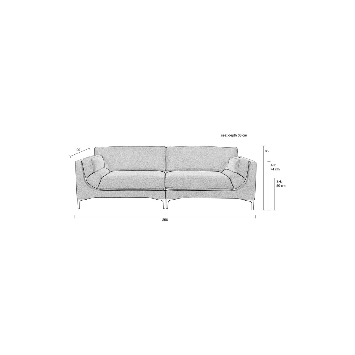 Balcony Sofa 3-Sitzer Wald 256x99cm von Zuiver – Produktbild 11
