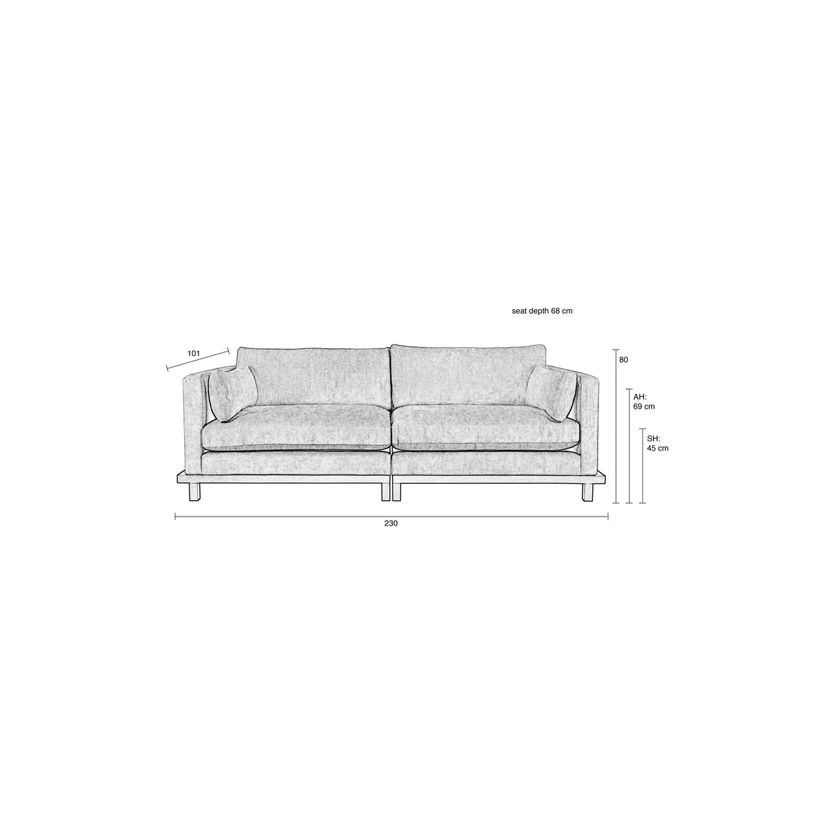 Blossom Sofa 3-Sitzer Sand 230x101cm von Zuiver – Produktbild 9