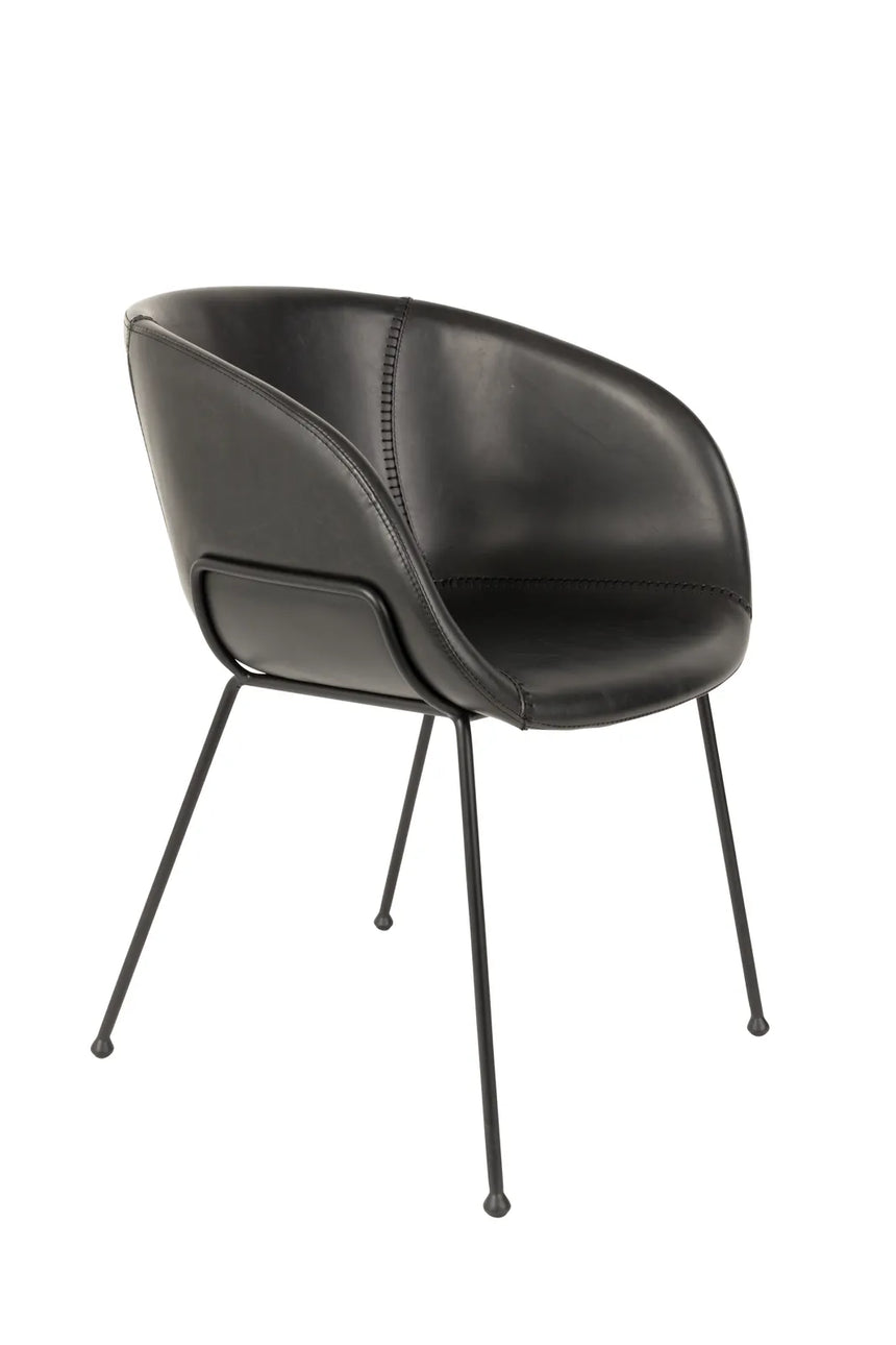 Essstuhl Feston aus PU-Leder in Schwarz, 56.5×55×77 cm von Zuiver – Produktbild 1