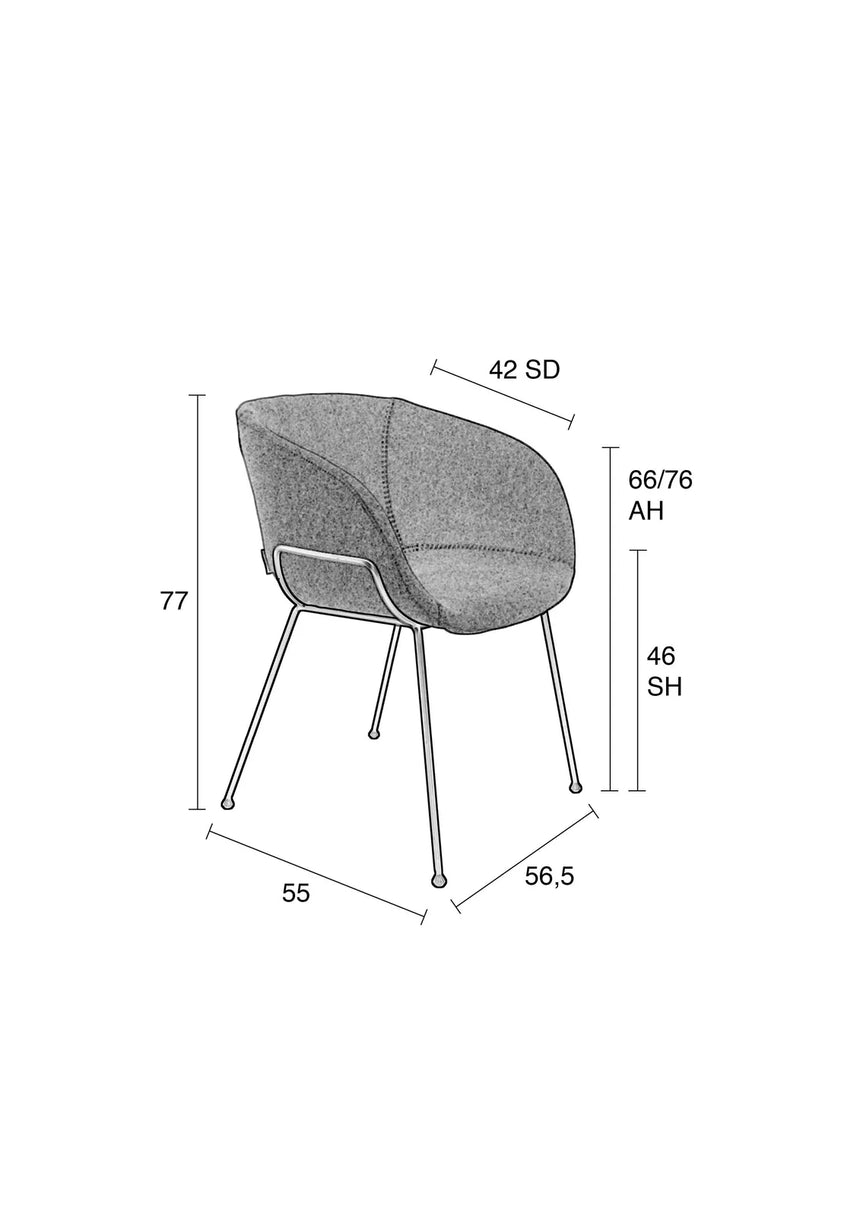 Essstuhl Feston aus PU-Leder in Schwarz, 56.5×55×77 cm von Zuiver – Produktbild 12