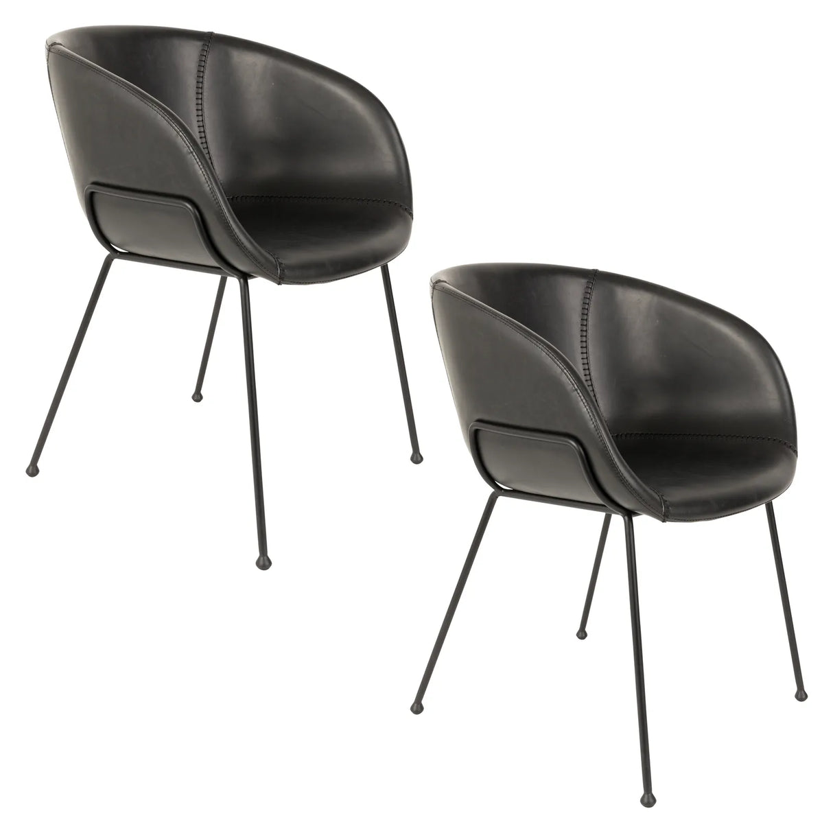 Essstuhl Feston aus PU-Leder in Schwarz, 56.5×55×77 cm von Zuiver – Produktbild 13