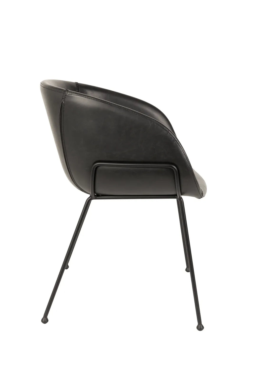 Essstuhl Feston aus PU-Leder in Schwarz, 56.5×55×77 cm von Zuiver – Produktbild 3