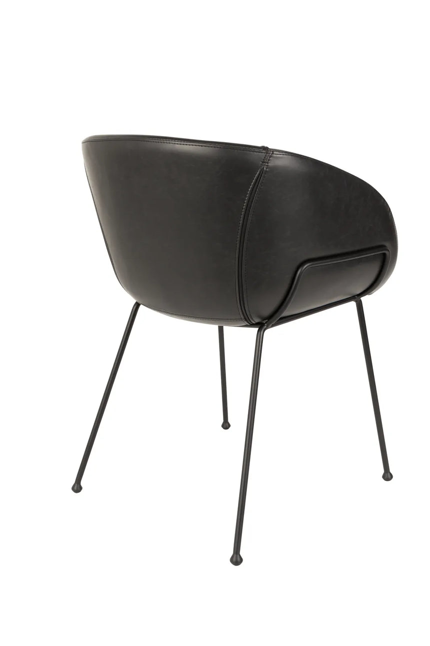 Essstuhl Feston aus PU-Leder in Schwarz, 56.5×55×77 cm von Zuiver – Produktbild 4