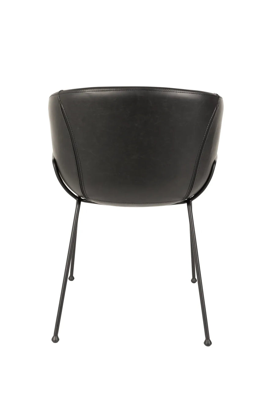 Essstuhl Feston aus PU-Leder in Schwarz, 56.5×55×77 cm von Zuiver – Produktbild 5