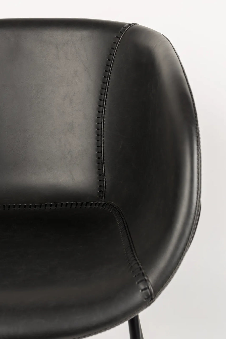 Essstuhl Feston aus PU-Leder in Schwarz, 56.5×55×77 cm von Zuiver – Produktbild 6