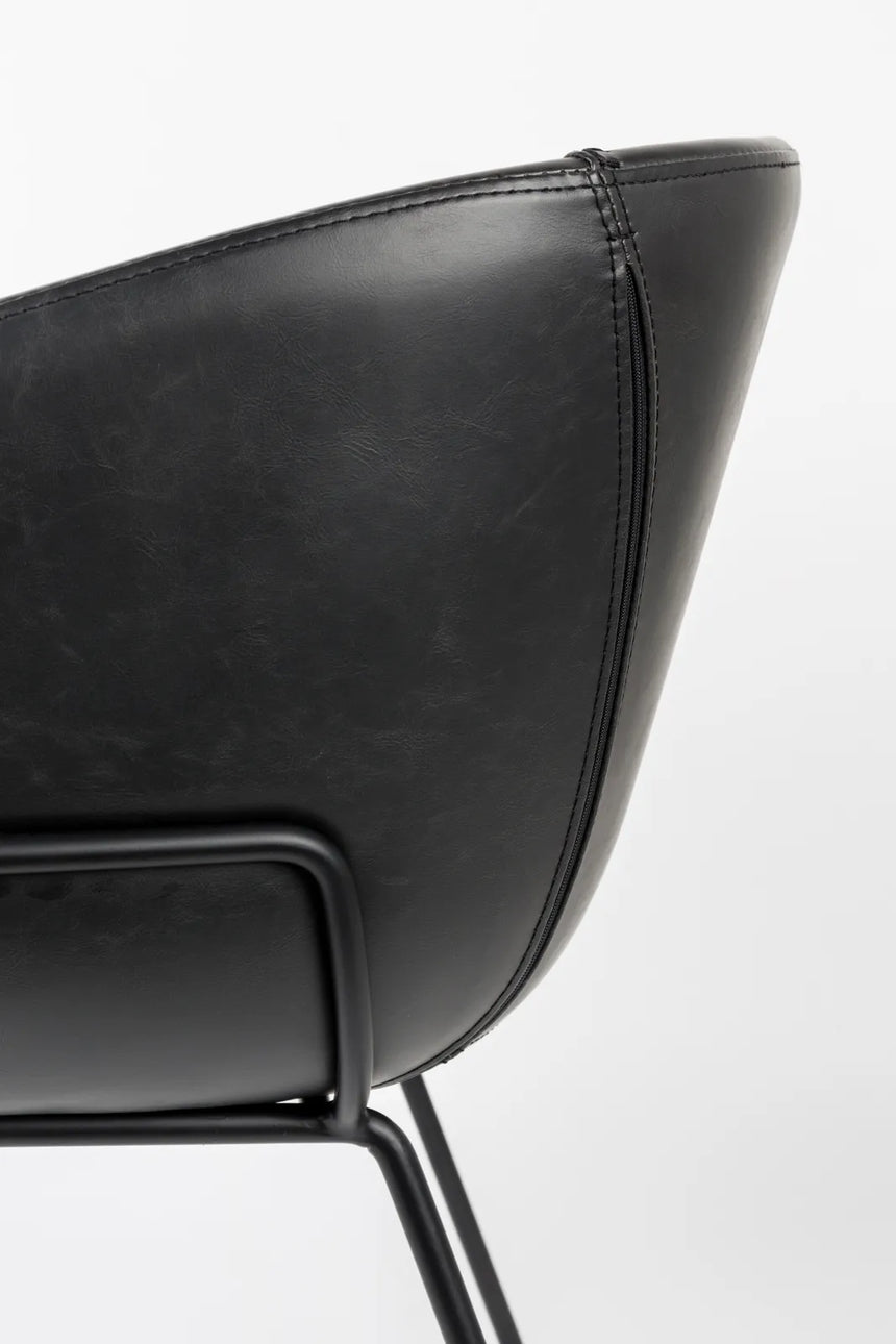 Essstuhl Feston aus PU-Leder in Schwarz, 56.5×55×77 cm von Zuiver – Produktbild 9